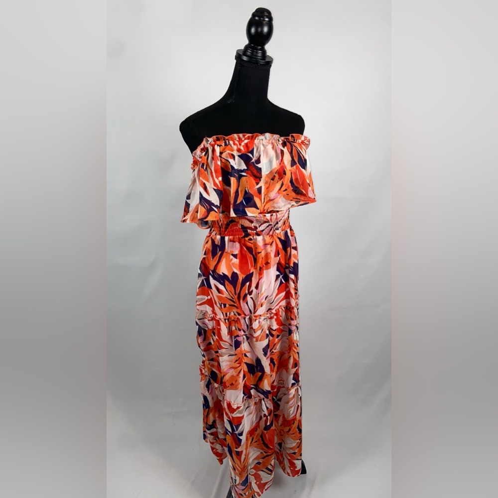 Maxi Dress Sundress Rabbit Rabbit Rabbit off shoulder 14 Petite Red Fuchsia NWT